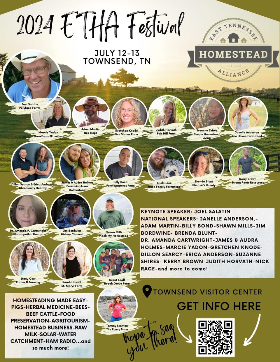 First Annual East Tennessee Homestead Alliance Festival July 12-13, 2024